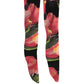 Black Pink Floral Tulip Nylon Stockings Socks