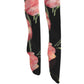 Black Pink Floral Tulip Nylon Stockings Socks