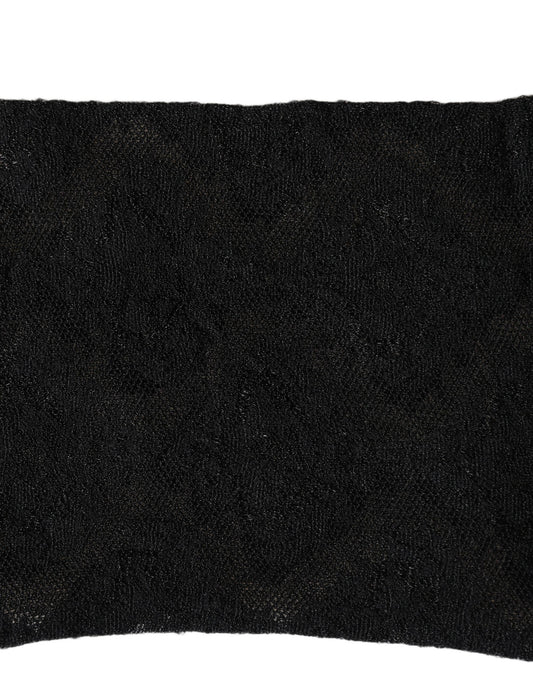 Black Floral Nylon Stretch Mid Calf Socks