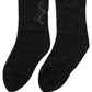 Black Floral Nylon Stretch Mid Calf Socks