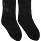 Black Floral Nylon Stretch Mid Calf Socks