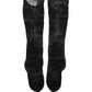 Black Floral Nylon Stretch Over The Calf Socks