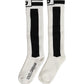 White Black Cotton Stretch Knee High Socks