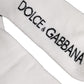 White Black Cotton Ankle Length DG Logo Socks