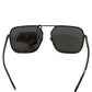 Black DG2193J Rectangular Metal Frame Eyewear Sunglasses