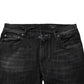 Dark Gray Washed Cotton Skinny Men Denim Jeans