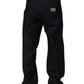 Dark Blue Relaxed Wide Leg Cotton Denim Jeans
