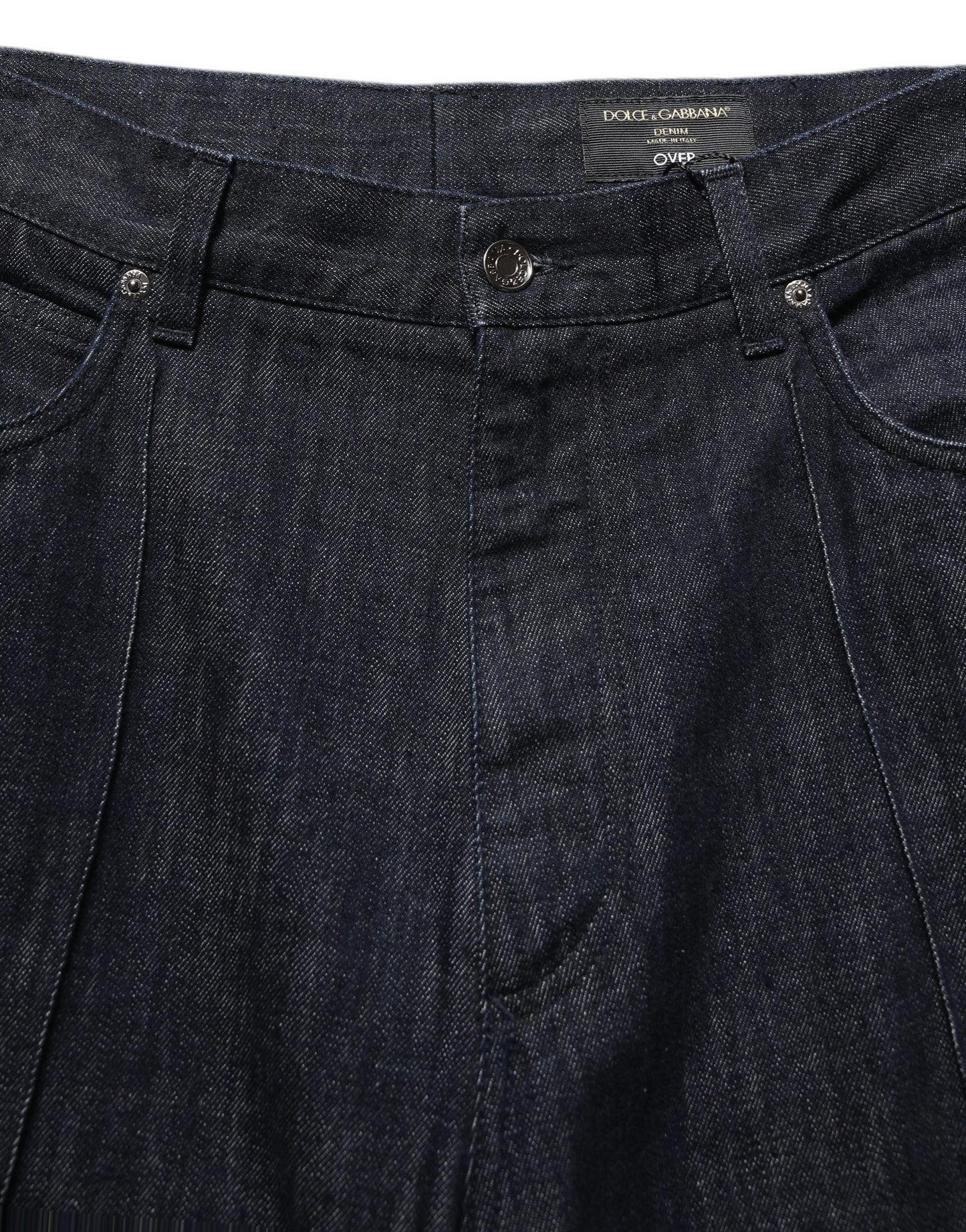 Dark Blue Relaxed Wide Leg Cotton Denim Jeans