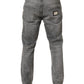 Grey Distressed Straight Leg Men Denim Jeans