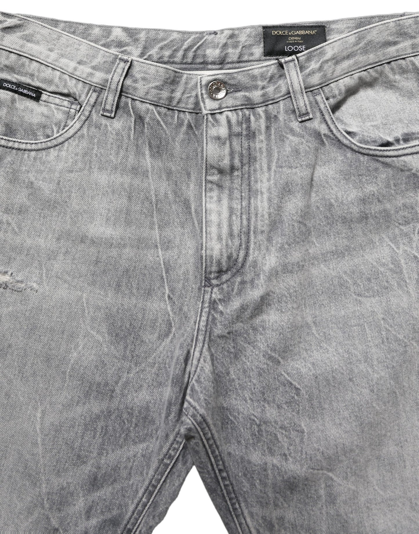 Grey Distressed Straight Leg Men Denim Jeans