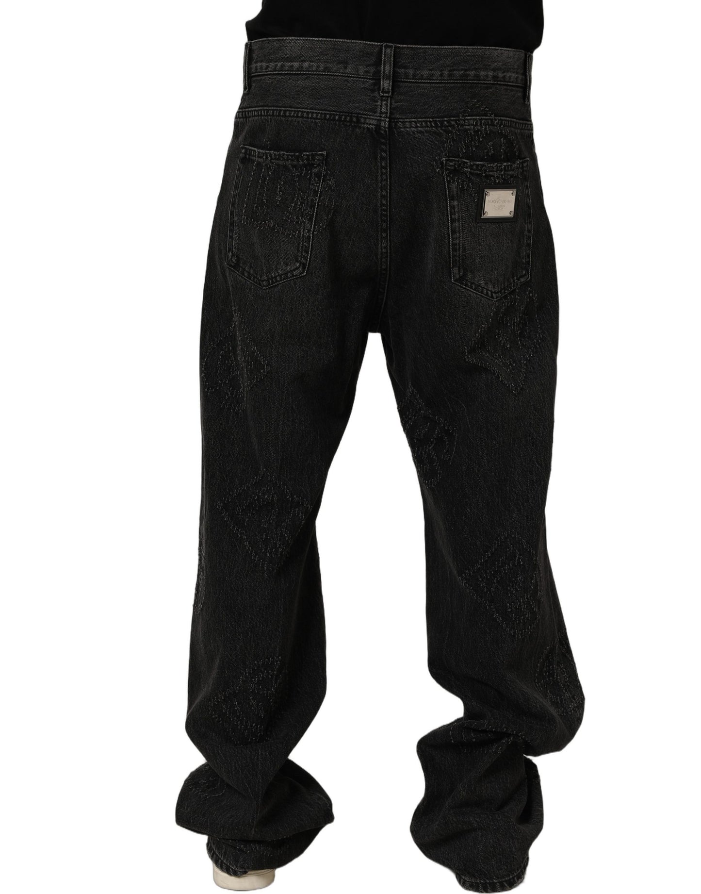 Dark Gray Cotton WideLeg Oversize Denim Jeans