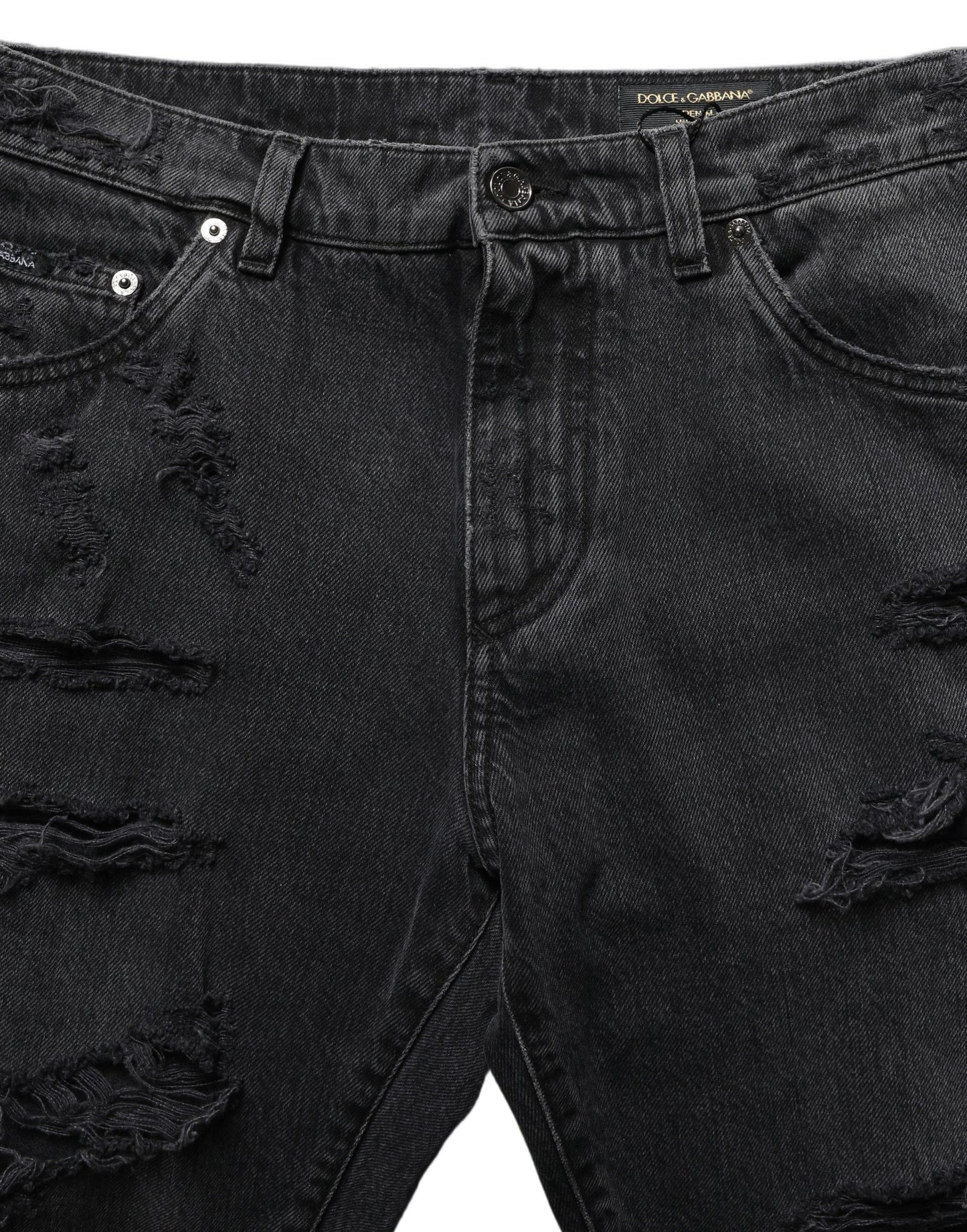 Dark Gray Cotton Ripped Men Denim Jeans