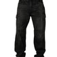 Dark Gray Cotton Baggy Cargo Men Denim Jeans