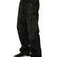 Dark Gray Cotton Baggy Cargo Men Denim Jeans