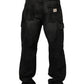 Dark Gray Cotton Baggy Cargo Men Denim Jeans