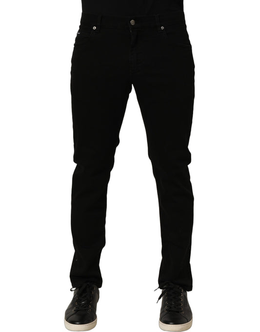 Black CottonStretch Regular Skinny Denim Jeans