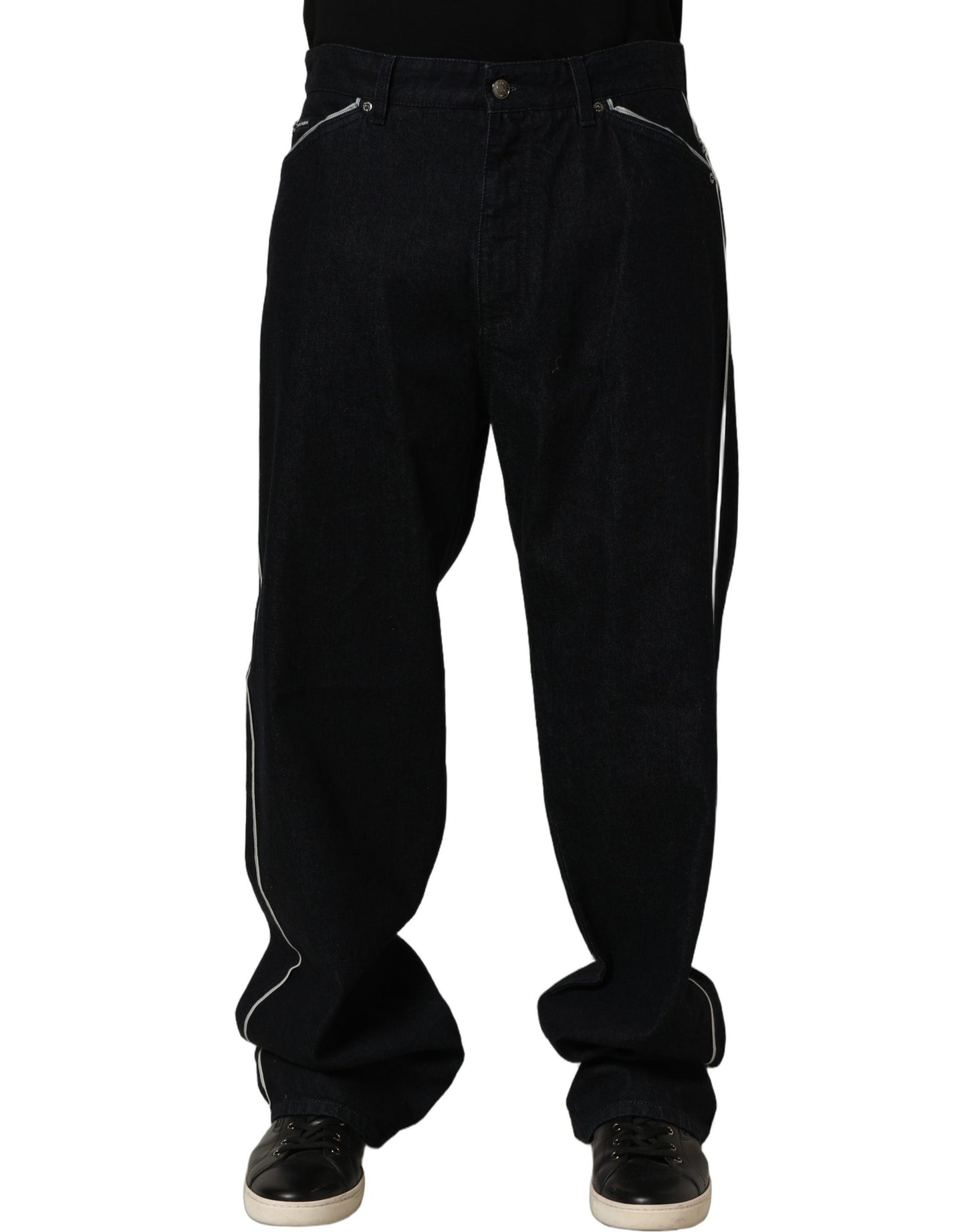 Black Cotton Stretch Straight Men Denim Jeans