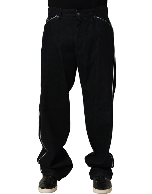 Black Cotton Stretch Straight Men Denim Jeans