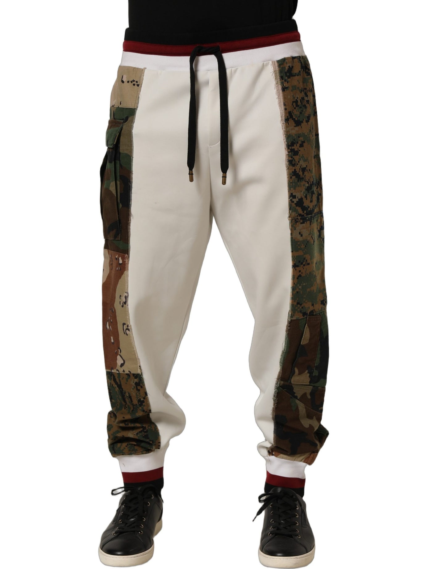 White Camouflage Patchwork Sweatpants Pants