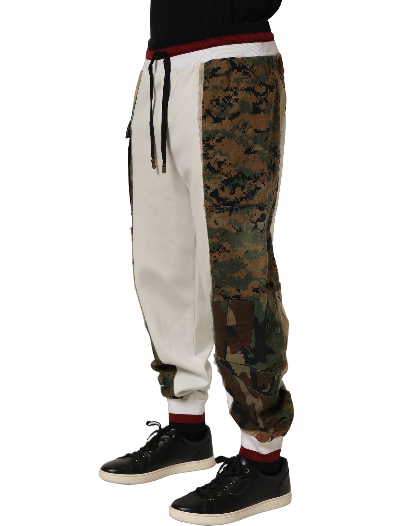 White Camouflage Patchwork Sweatpants Pants