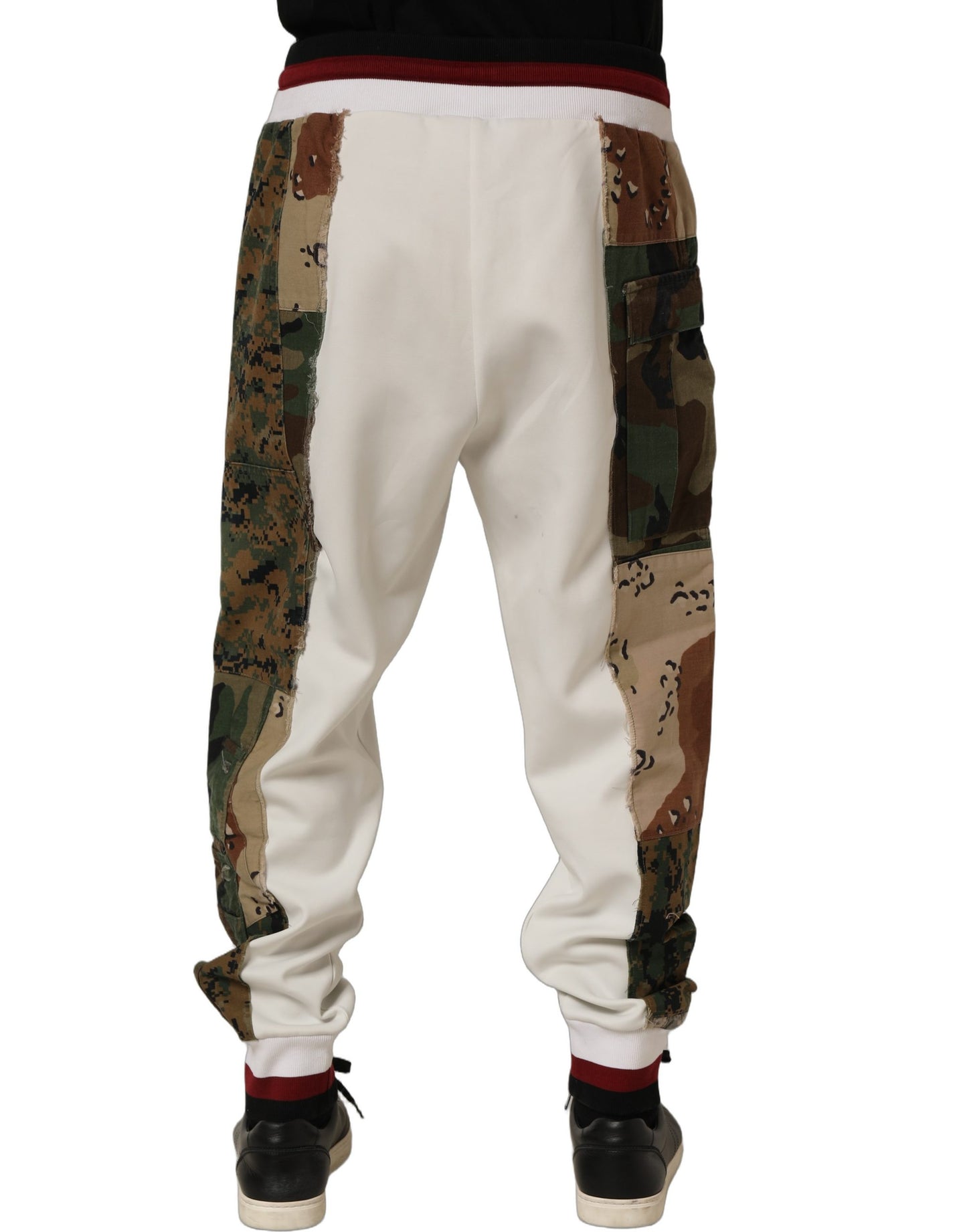 White Camouflage Patchwork Sweatpants Pants