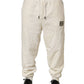 Off White Terry Cotton Plush Men Jogger Pants