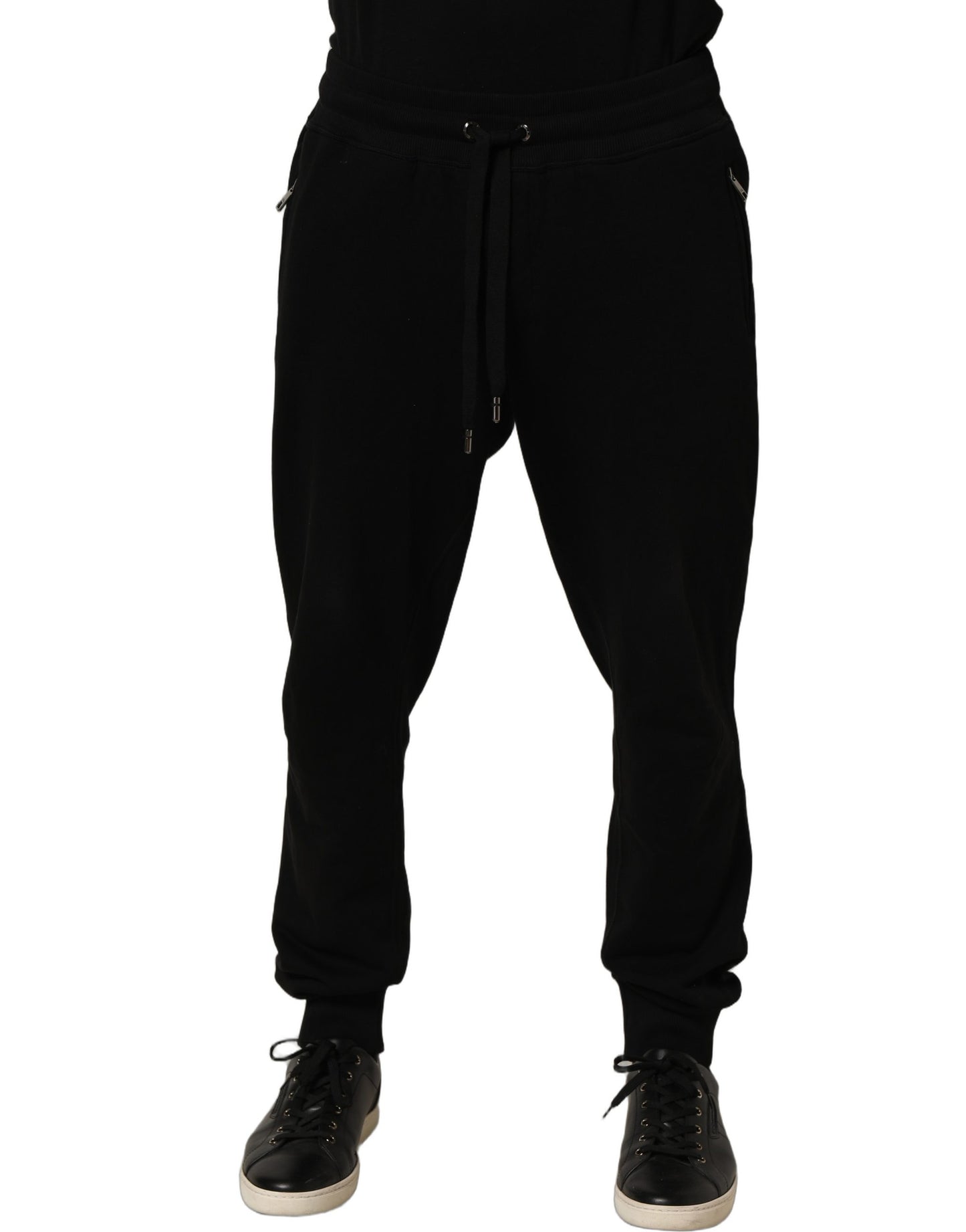 Black Cotton Logo Jogger Men Sweatpants Pants