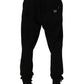 Black Cotton Logo Jogger Men Sweatpants Pants