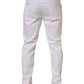 White Skinny Fit Mid Waist Men Denim Trouser Jeans