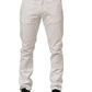 White Cotton Slim Pants Men Denim Jeans