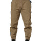 Beige Cotton Cargo Drawstring Trouser Pants