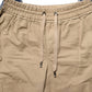 Beige Cotton Cargo Drawstring Trouser Pants