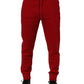 Red Cotton Drawstring Jogger Men Trouser Pants