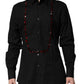 Black Crystal Embellished GOLD Dress Shirt