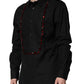 Black Crystal Embellished GOLD Dress Shirt