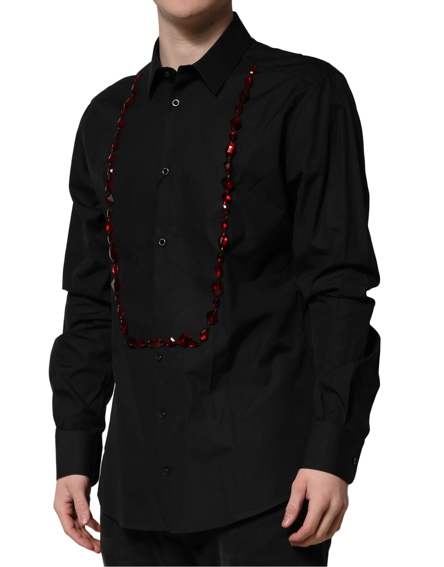 Black Crystal Embellished GOLD Dress Shirt