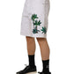 White Palm Embroidery Denim Bermuda Shorts