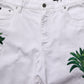 White Palm Embroidery Denim Bermuda Shorts