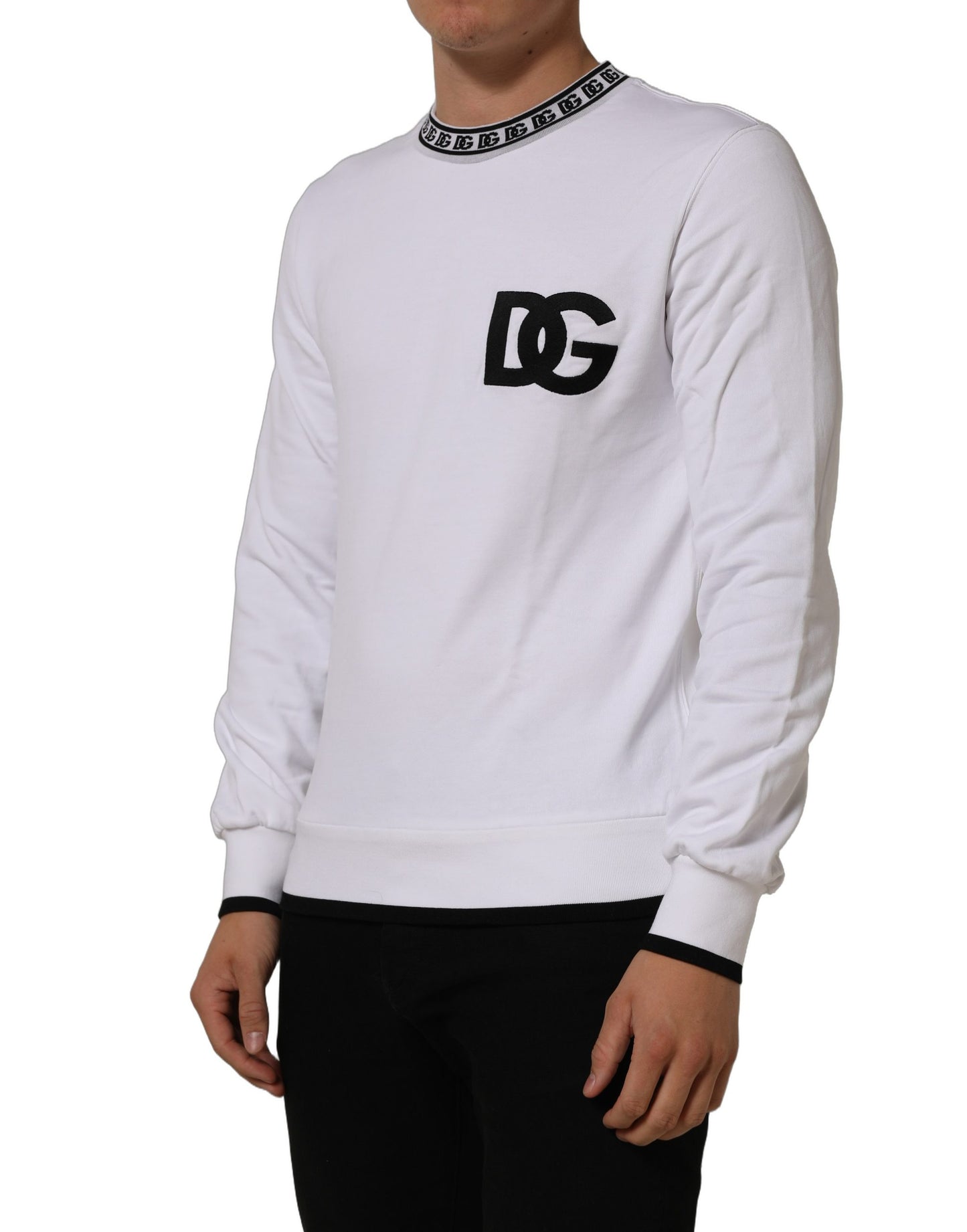 White Cotton Crew Neck Sweatshirt Sweater