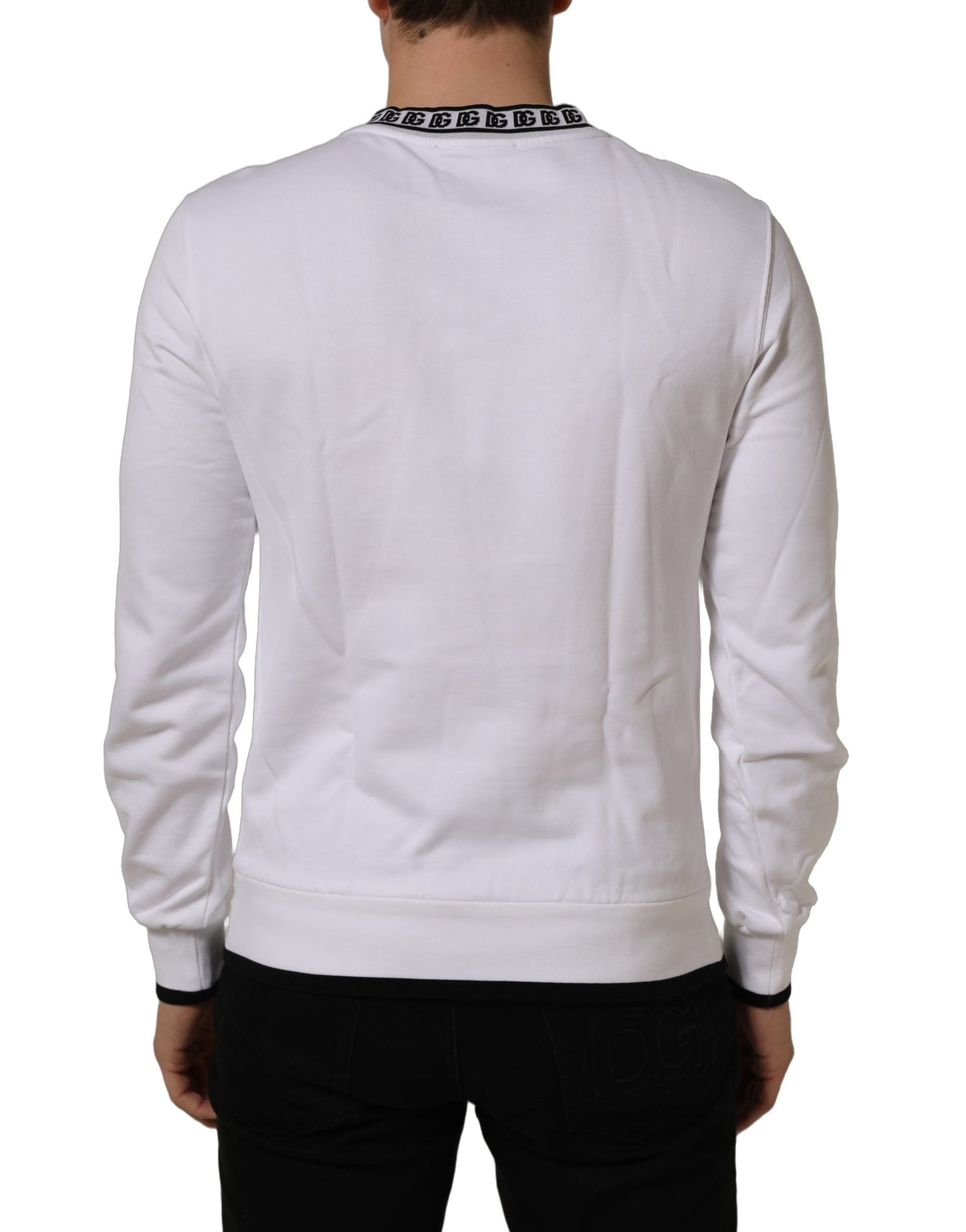 White Cotton Crew Neck Sweatshirt Sweater