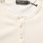 Off White Cotton Henley Long Sleeves T-shirt