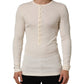 Off White Cotton Henley Long Sleeves T-shirt