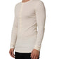Off White Cotton Henley Long Sleeves T-shirt