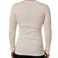 Off White Cotton Henley Long Sleeves T-shirt