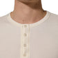Off White Cotton Henley Long Sleeves T-shirt