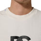 White Cotton Crew Neck Men Sweatshirt Sweater
