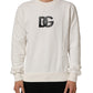 White Cotton Crew Neck Men Sweatshirt Sweater