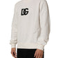 White Cotton Crew Neck Men Sweatshirt Sweater