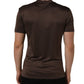Brown Silk Crew Neck Short Sleeves T-shirt
