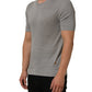 Gray Silk Crew Neck Short Sleeves T-shirt